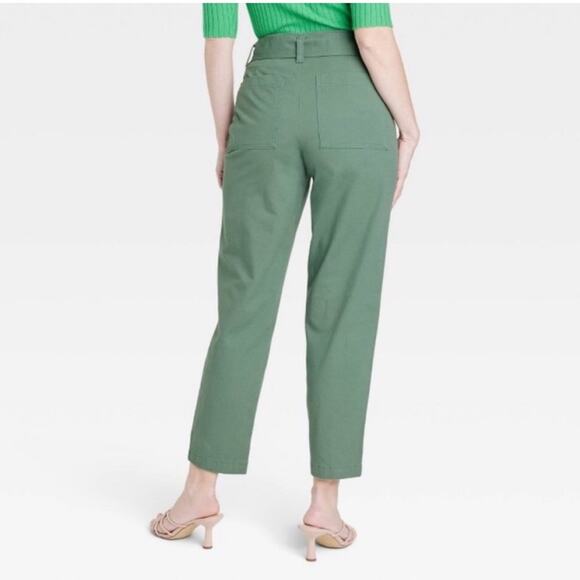 NWOT A New Day Green Paperbag High Waist Tapered Pants - Picture 3 of 9